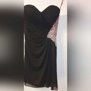 Black Rhinestone Strapless Dress